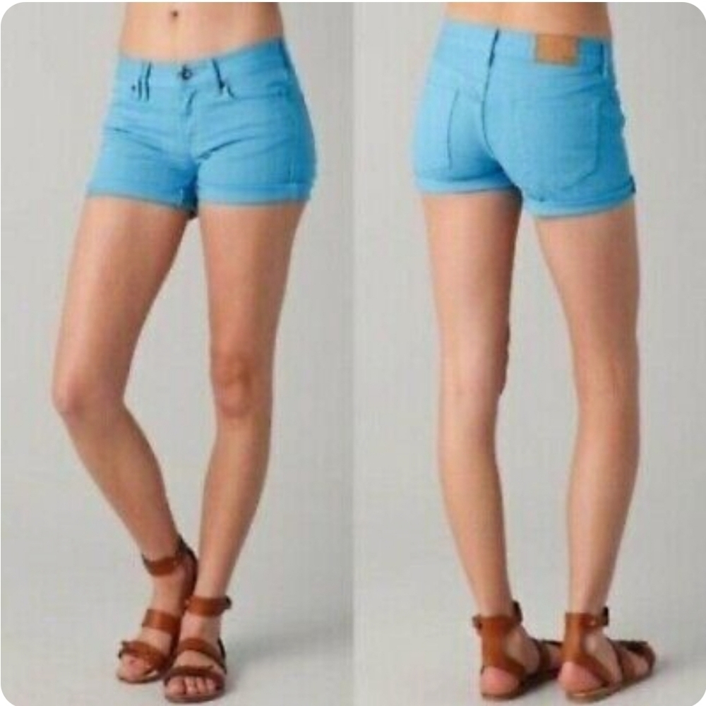 Madewell Cyan Blue Frayed Denim Shorts Size 27